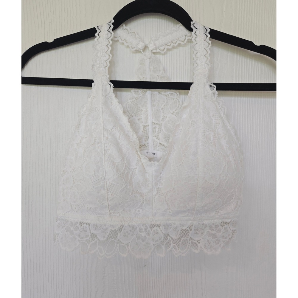 White Floral Lace Crochet Bralette Lined S Hippie Boho Festival Fairy Coquette